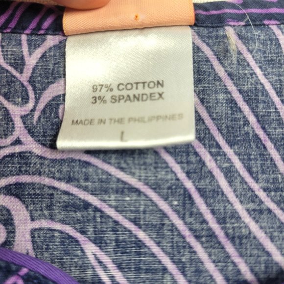 NRG Blue and Purple Feather Floral Print Scrub Top by Barco - Large - Picture 5 of 9